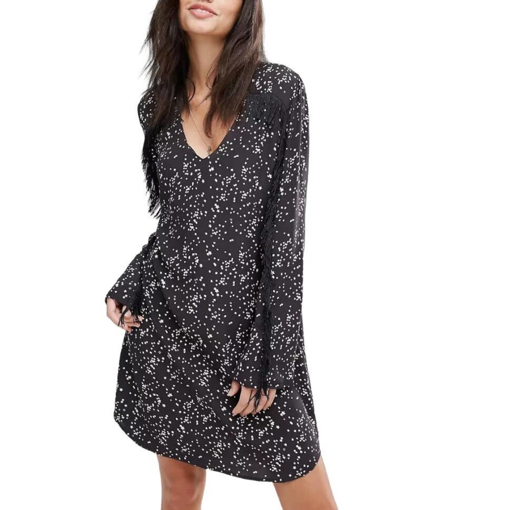 Scotch & Soda Maison Scotch Fringed Star Printed Festival Dress Size XS
